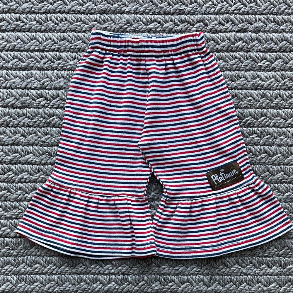 Striped Kids Bottoms - Platinum Red, White, and Blue ruffles, 18m